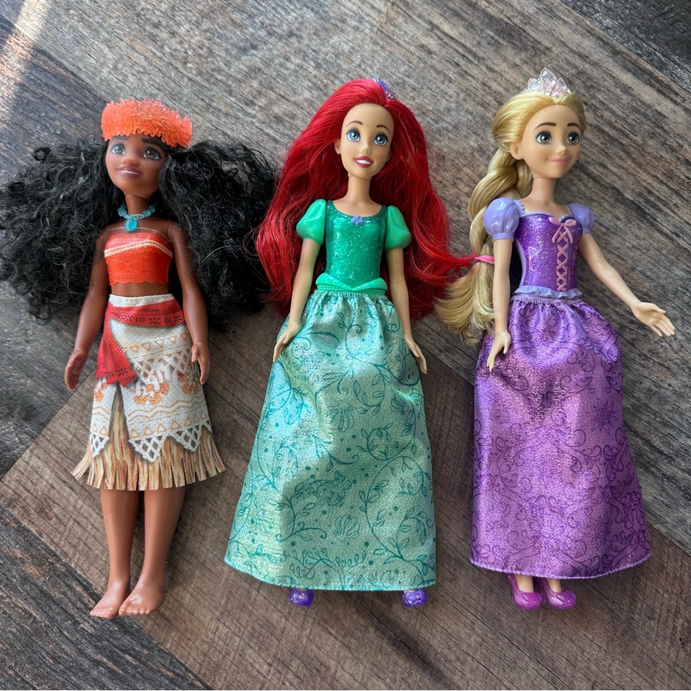 Disney Princess Doll Barbie Style Set - Moana, Ariel, and Aurora